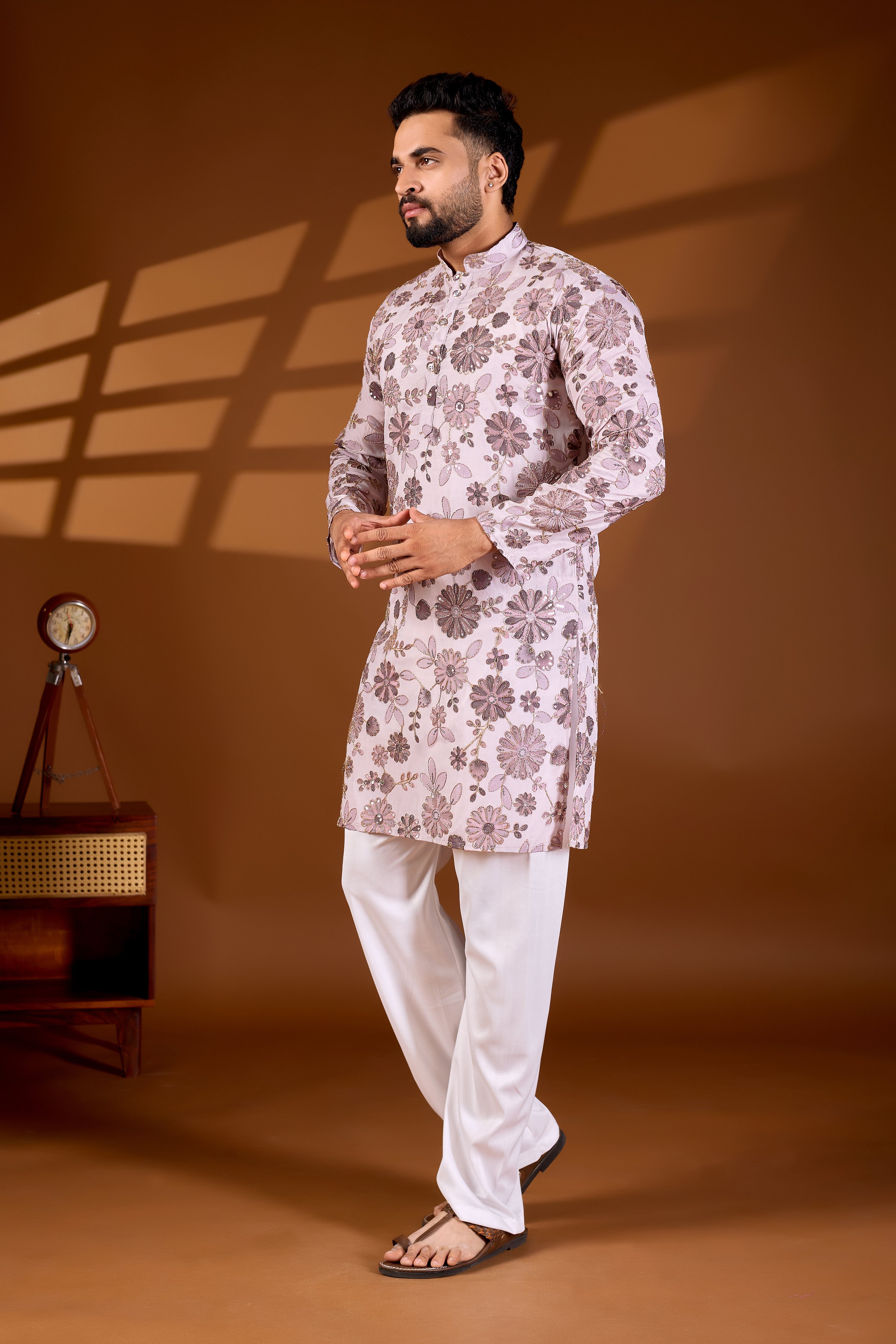 SILK POSITION FLORAL PRINTED KURTA SET