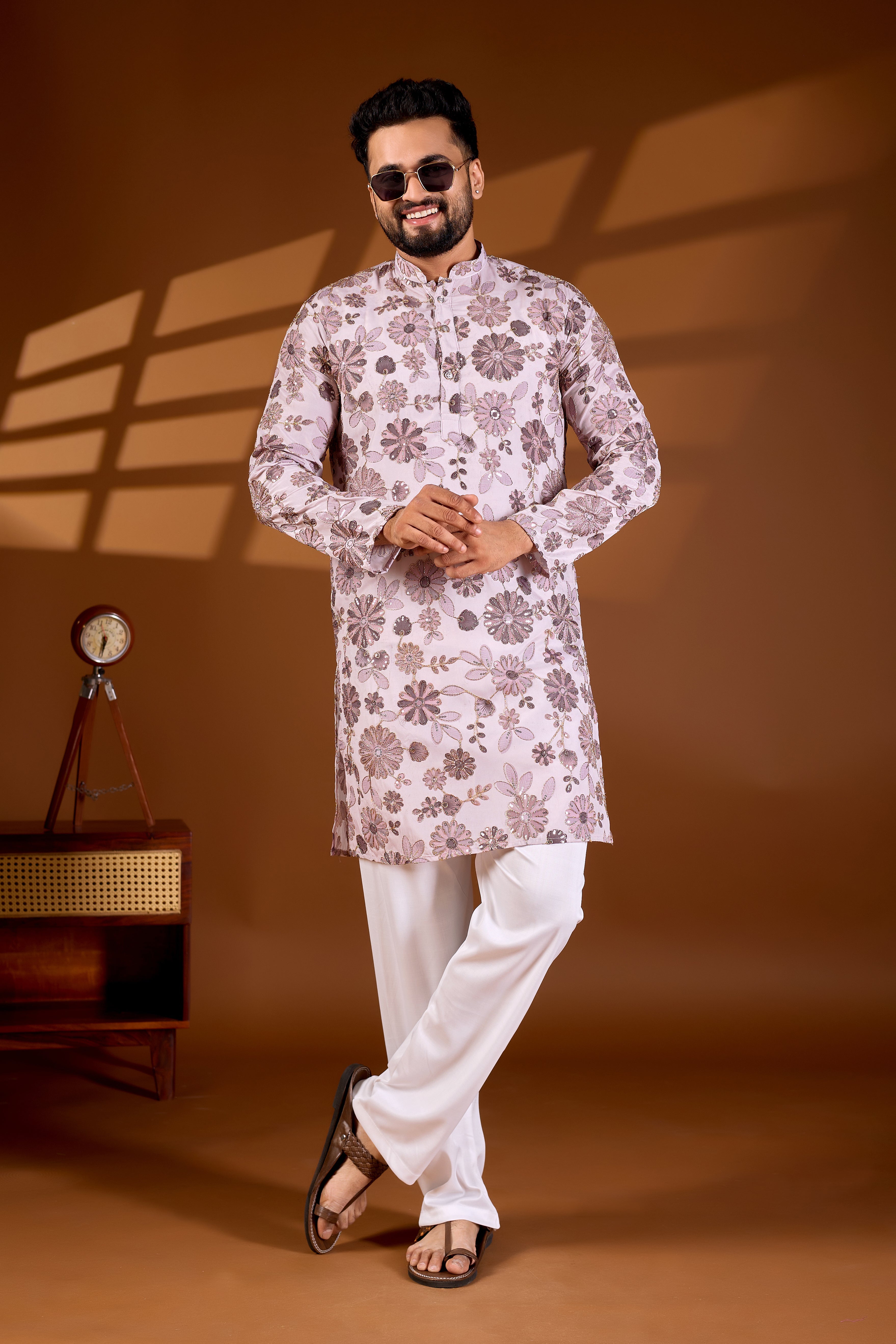 SILK POSITION FLORAL PRINTED KURTA SET