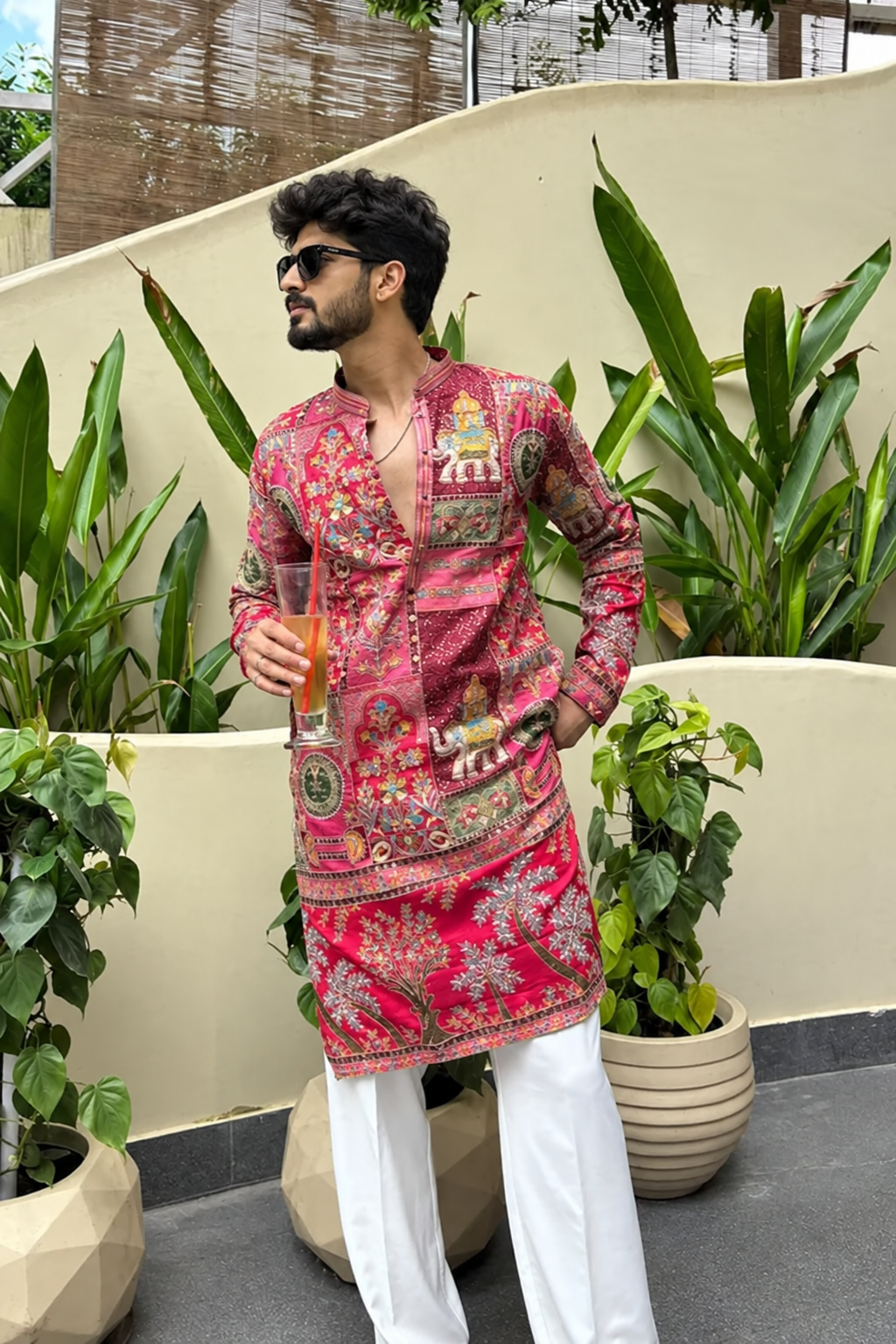 ROYAL PINK KURTA SET FOR MEN | WEDDING & FESTIVE WEAR