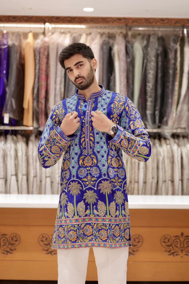 DESIGNER ROYAL NAVY BLUE WEDDING WEAR KURTA