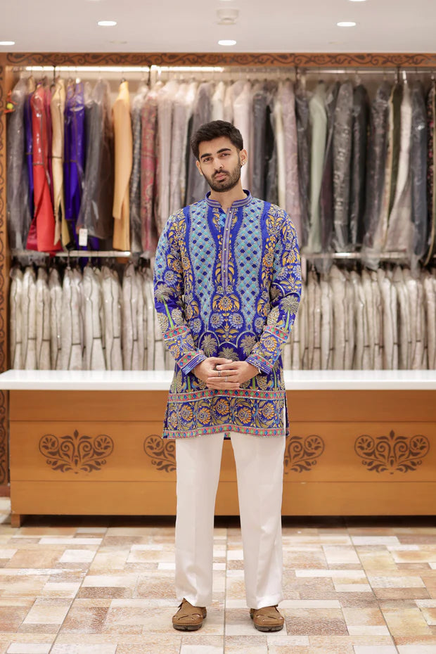 DESIGNER ROYAL NAVY BLUE WEDDING WEAR KURTA