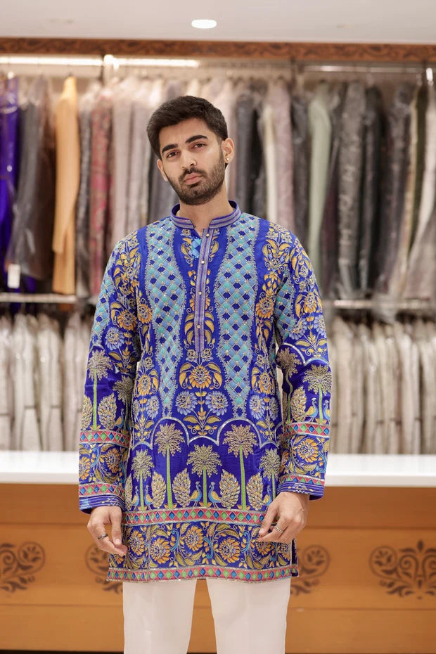 DESIGNER ROYAL NAVY BLUE WEDDING WEAR KURTA