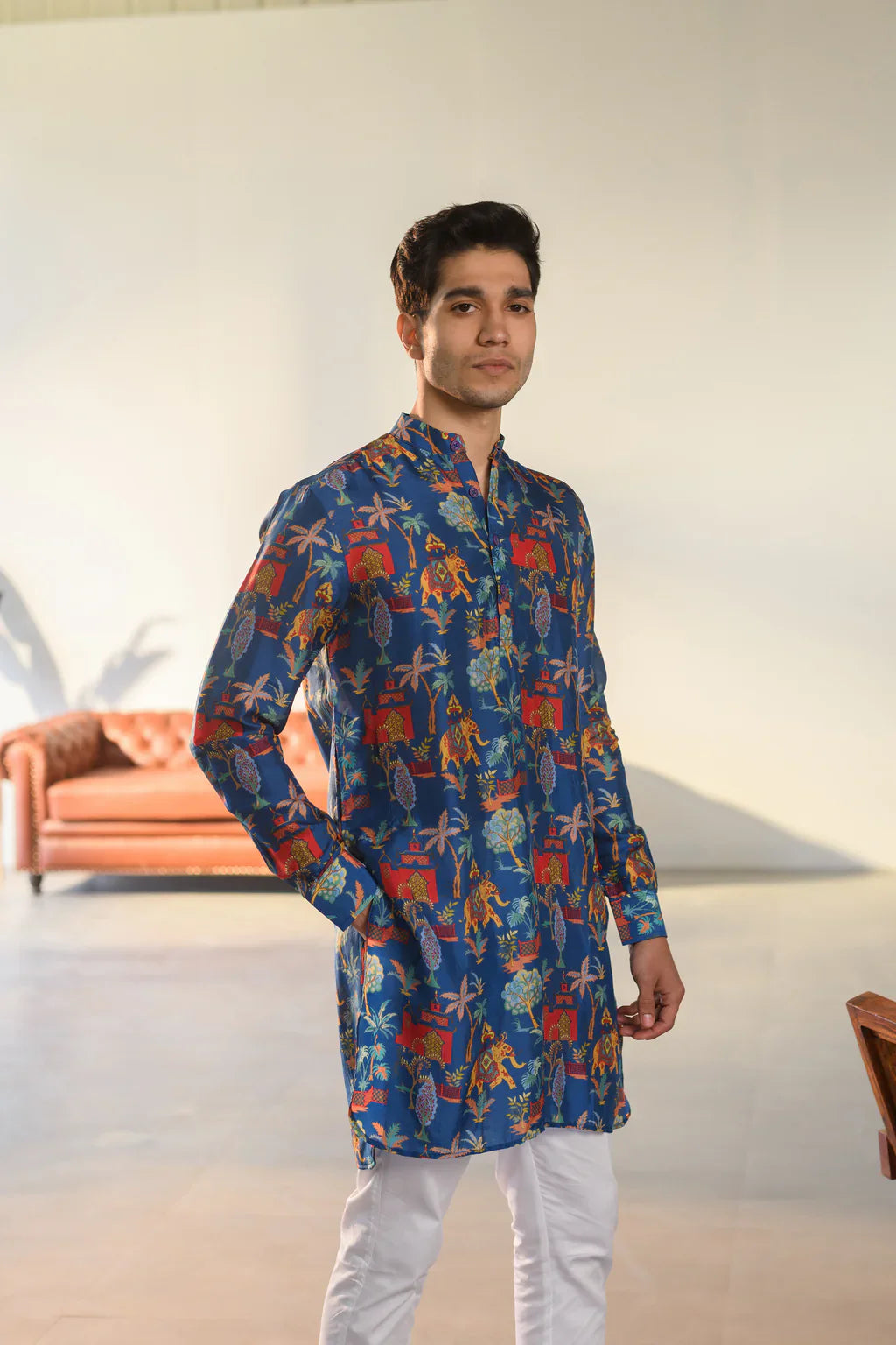 JUAL ELEPHANT BLUE GANGANAGRY KURTA FOR MEN