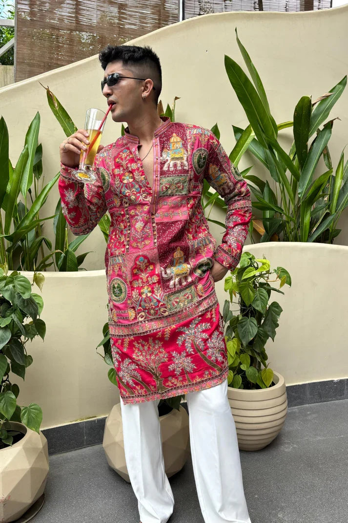 ROYAL PINK  KURTA SET FOR MEN | WEDDING & FESTIVE WEAR