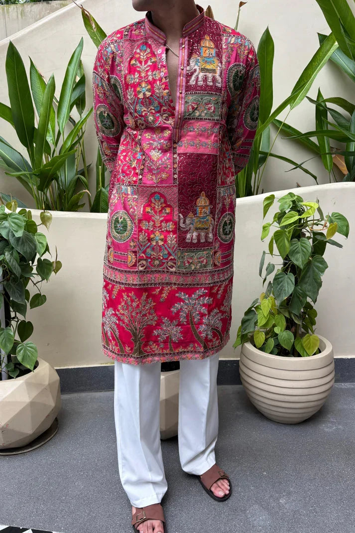 ROYAL PINK  KURTA SET FOR MEN | WEDDING & FESTIVE WEAR