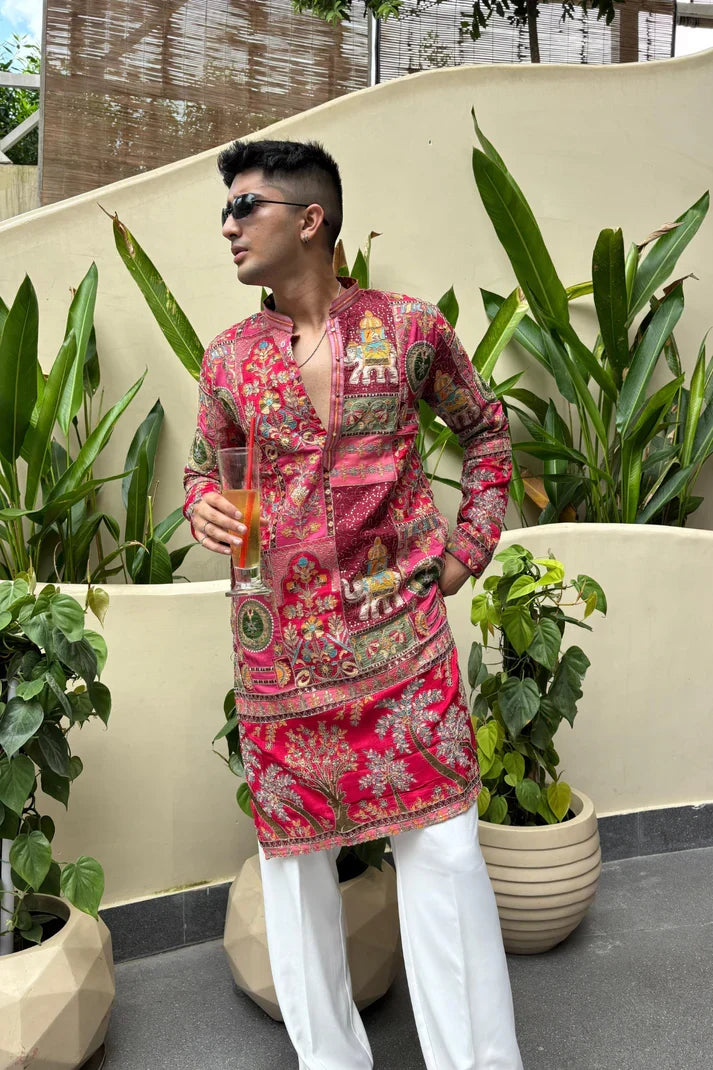 ROYAL PINK  KURTA SET FOR MEN | WEDDING & FESTIVE WEAR